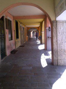 under a loggia