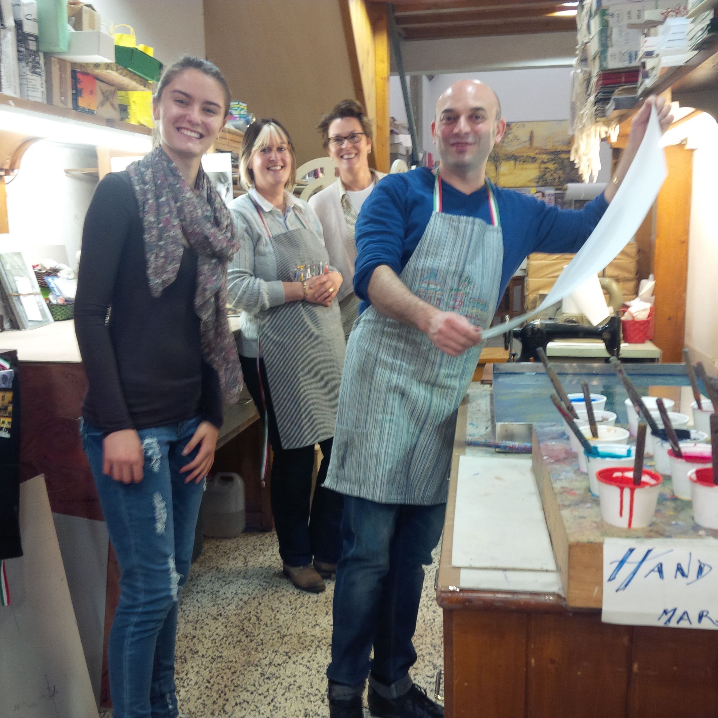 Paper marbling with Natalia, Lisa and Sara